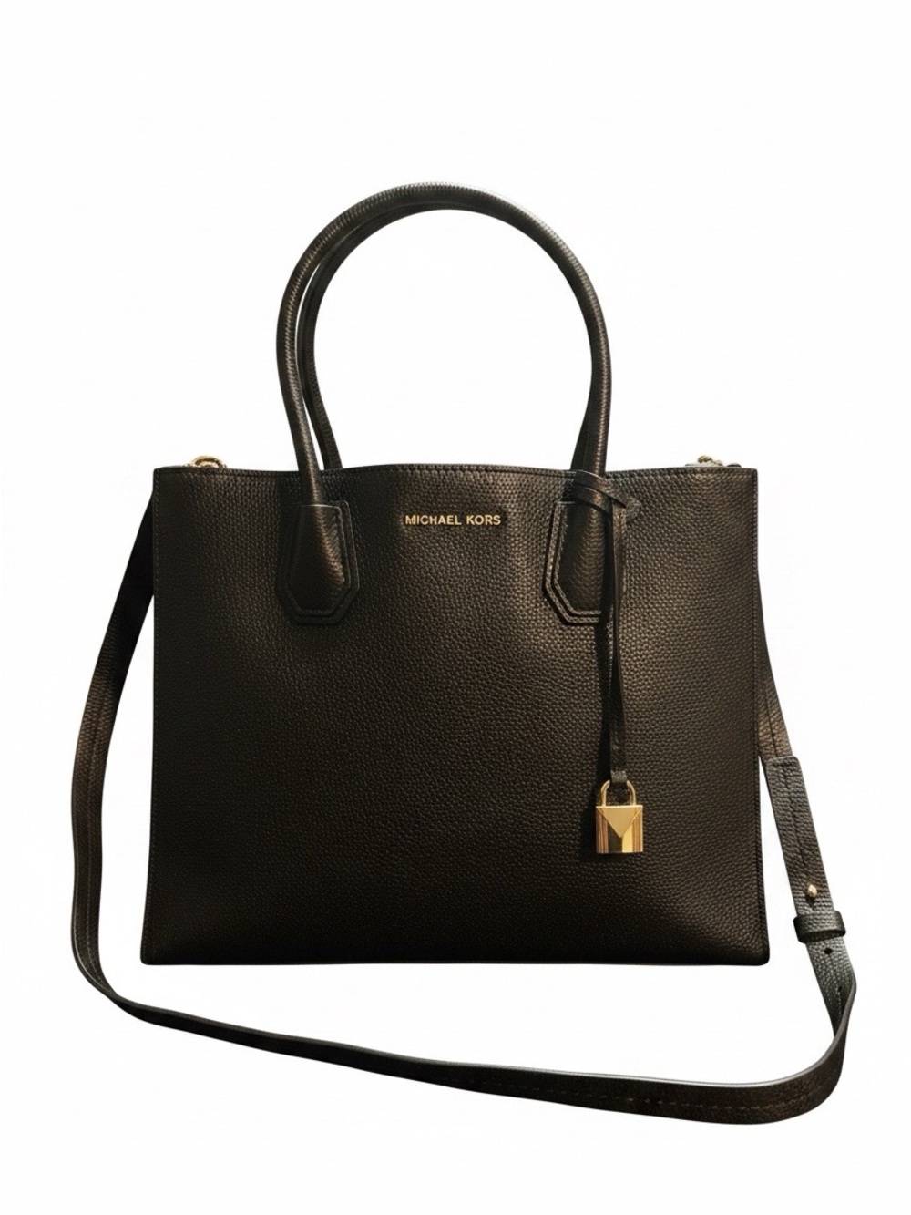 Michael Kors Black Pebbled Leather Satchel with Shoulder Strap